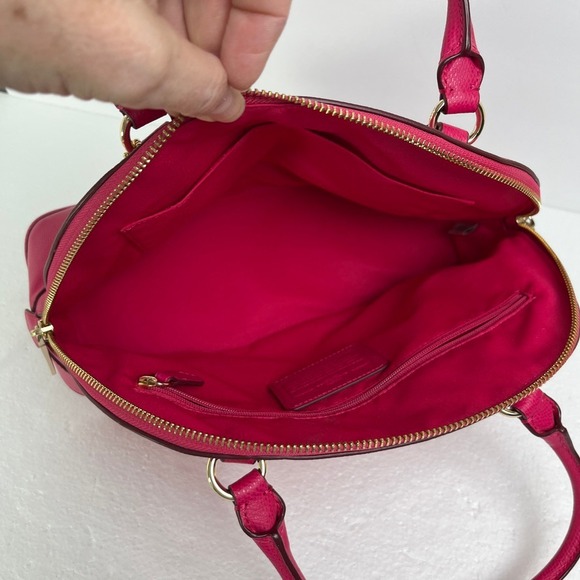 Coach Pink Crossgrain Leather Dome Satchel Double Zip Purse - Picture 5 of 11